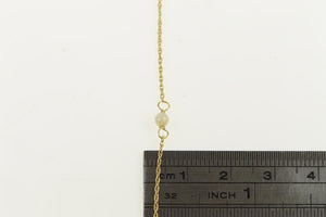 14K Pearl Beaded Rolling Rope Chain Collar Necklace 15" Yellow Gold