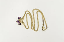 Load image into Gallery viewer, 14K Heart Amethyst Diamond Accent Chevron Chain Necklace 17&quot; Yellow Gold