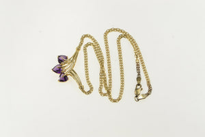 14K Heart Amethyst Diamond Accent Chevron Chain Necklace 17" Yellow Gold