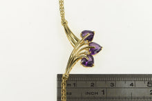 Load image into Gallery viewer, 14K Heart Amethyst Diamond Accent Chevron Chain Necklace 17&quot; Yellow Gold