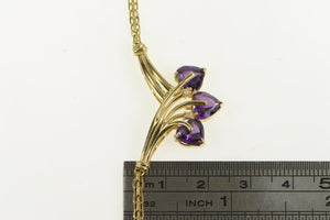14K Heart Amethyst Diamond Accent Chevron Chain Necklace 17" Yellow Gold