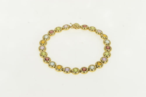 14K Amethyst Topaz Citrine Garnet Peridot Tennis Bracelet 7.5