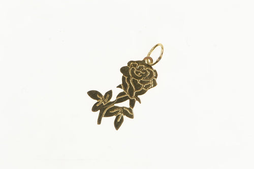 14K Rose Flower Romantic Valentine Love Charm/Pendant Yellow Gold