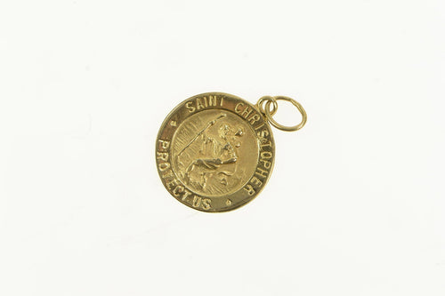 14K Saint Christopher Protection Symbol Charm/Pendant Yellow Gold