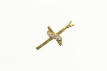 Load image into Gallery viewer, 10K Diamond Cross Christian Faith Symbol Pendant Yellow Gold