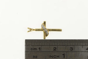 10K Diamond Cross Christian Faith Symbol Pendant Yellow Gold
