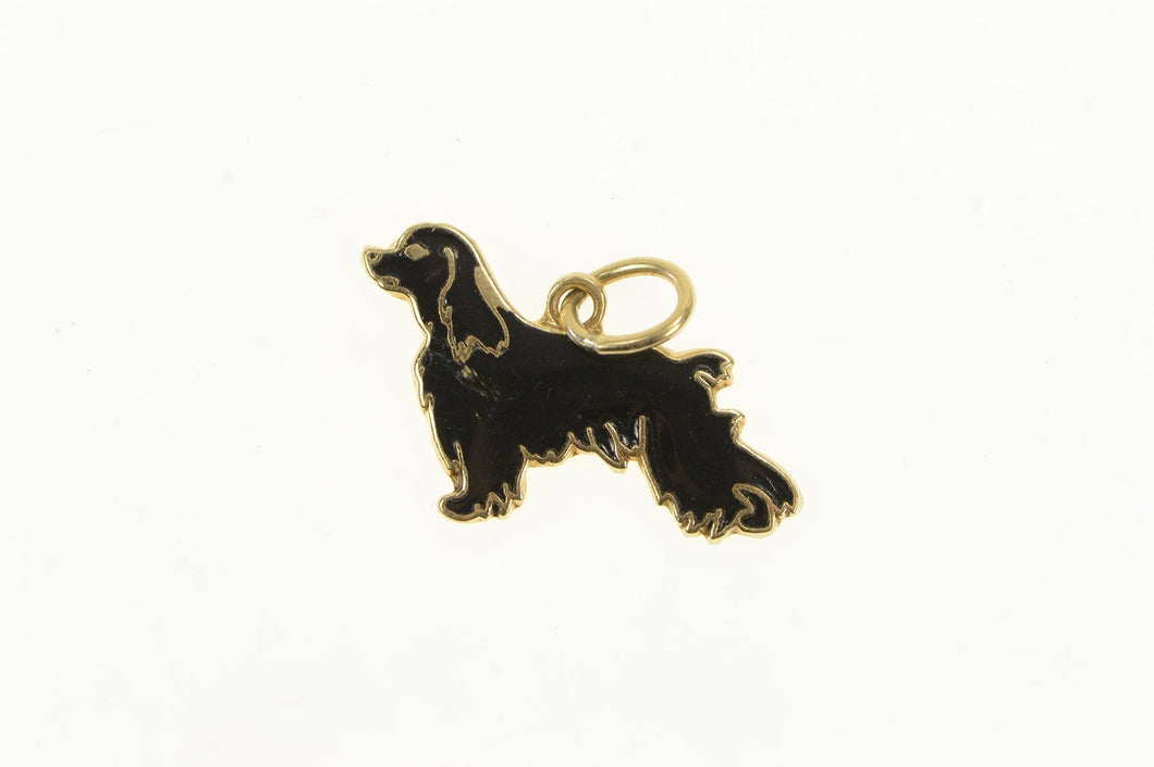 14K Black Enamel Havanese Dog Breed Puppy Charm/Pendant Yellow Gold
