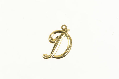 14K D Cursive Name Inital Letter Monogram Charm/Pendant Yellow Gold