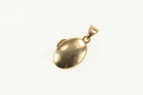 14K Vintage Oval Simple Photo Picture Locket Charm/Pendant Yellow Gold