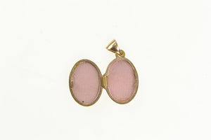 14K Vintage Oval Simple Photo Picture Locket Charm/Pendant Yellow Gold