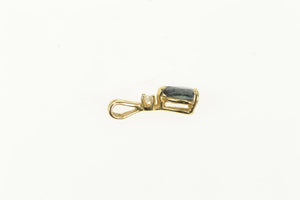 14K Pear Sapphire Diamond Accent Vintage Pendant Yellow Gold