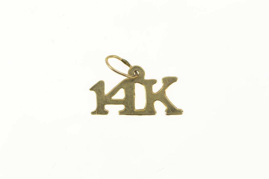 14K 14k Solid Gold Cut Out Number Letter Karat Charm/Pendant Yellow Gold