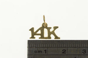 14K 14k Solid Gold Cut Out Number Letter Karat Charm/Pendant Yellow Gold