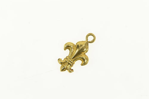 14K 3D Puffy Fleur De Lis French Symbol Charm/Pendant Yellow Gold
