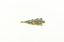 Load image into Gallery viewer, 14K Enamel Christmas Tree Holiday Motif Charm/Pendant Yellow Gold