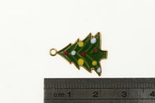Load image into Gallery viewer, 14K Enamel Christmas Tree Holiday Motif Charm/Pendant Yellow Gold