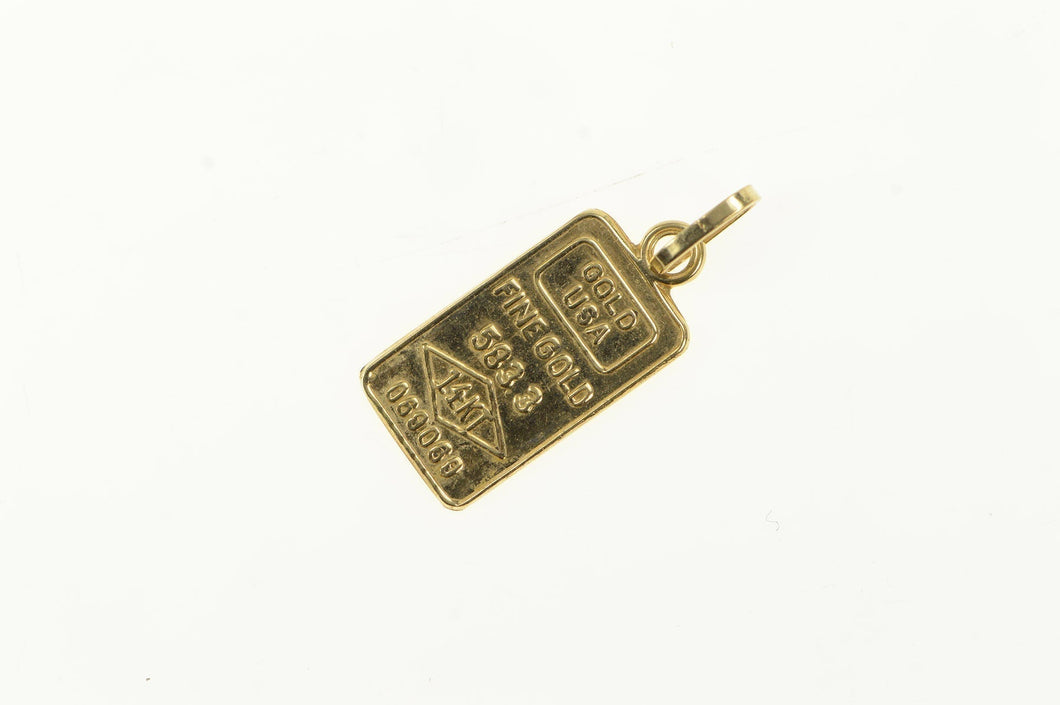 14K USA Fine Gold 1g Solid 14k Bar Mini Ingot Charm/Pendant Yellow Gold