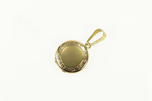 14K Art Deco Round Photo Picture Locket Charm/Pendant Yellow Gold