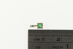 14K Natural Emerald Classic Round Vintage Pendant White Gold