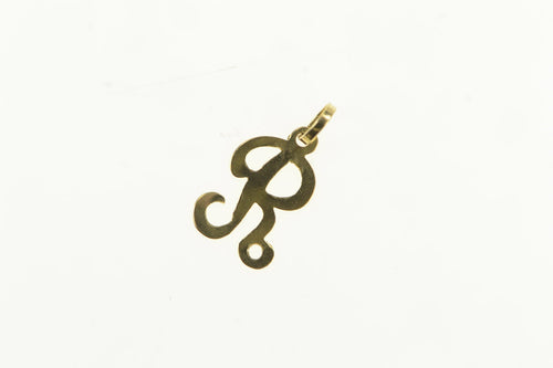 14K R Cursive Initial Name Monogram Letter Charm/Pendant Yellow Gold