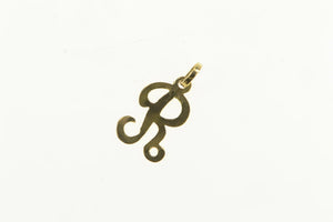 14K R Cursive Initial Name Monogram Letter Charm/Pendant Yellow Gold