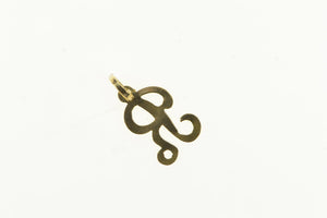 14K R Cursive Initial Name Monogram Letter Charm/Pendant Yellow Gold