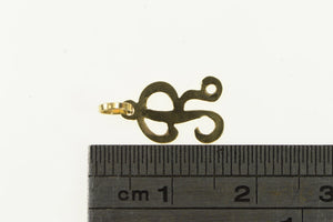 14K R Cursive Initial Name Monogram Letter Charm/Pendant Yellow Gold