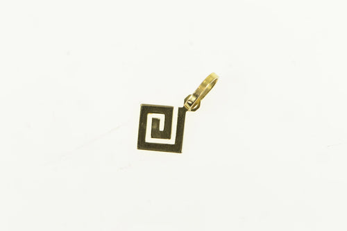 14K Squared Swirl Spiral Geometric Charm/Pendant Yellow Gold