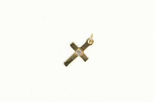 14K Diamond Cross Christian Faith Symbol Charm/Pendant Yellow Gold