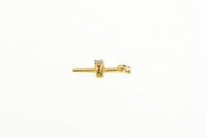 14K Diamond Cross Christian Faith Symbol Charm/Pendant Yellow Gold