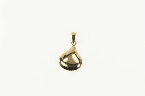 14K Puffy Tear Drop Simple Vintage Statement Pendant Yellow Gold