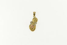 Load image into Gallery viewer, 14K 3D Flower Sandal Flip Flop Beach Shoe Charm/Pendant Yellow Gold