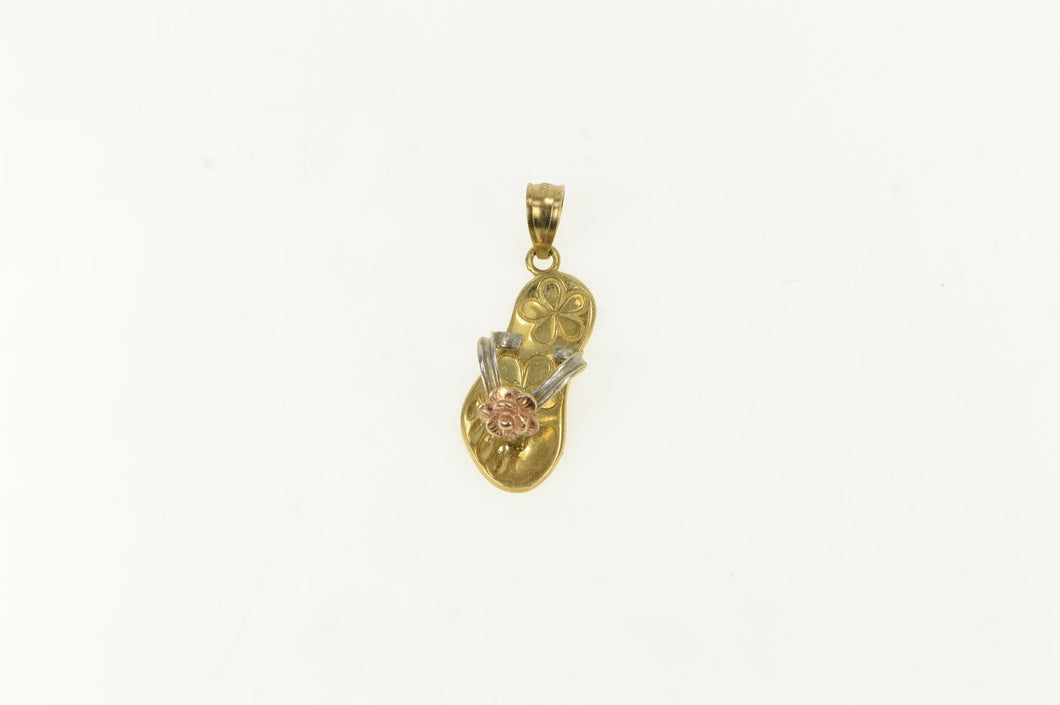 14K 3D Flower Sandal Flip Flop Beach Shoe Charm/Pendant Yellow Gold