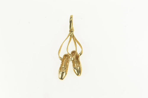 14K 3D Ballerina Ballet Slippers Dance Shoes Charm/Pendant Yellow Gold