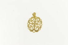 Load image into Gallery viewer, 14K Elaborate Scroll Granulated Statement Filigree Pendant Yellow Gold