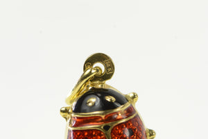 14K 3D Enamel Lady Bug Good Luck Symbol Charm/Pendant Yellow Gold