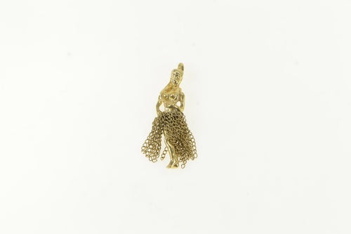 14K Articulated Hawaiian Traditional Hula Dancer Charm/Pendant Yellow Gold