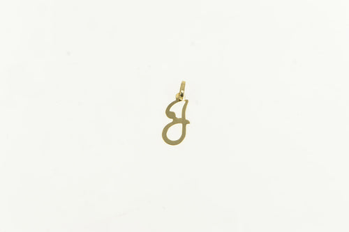 14K J Cursive Initial Monogram Name Letter Charm/Pendant Yellow Gold