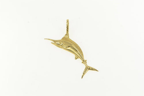 14K Marlin Trophy Fishing Fish Ocean Animal Pendant Yellow Gold