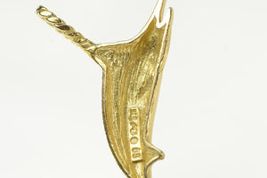 14K Marlin Trophy Fishing Fish Ocean Animal Pendant Yellow Gold