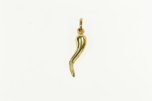 18K Italian Horn Traditional Protection Symbol Charm/Pendant Yellow Gold