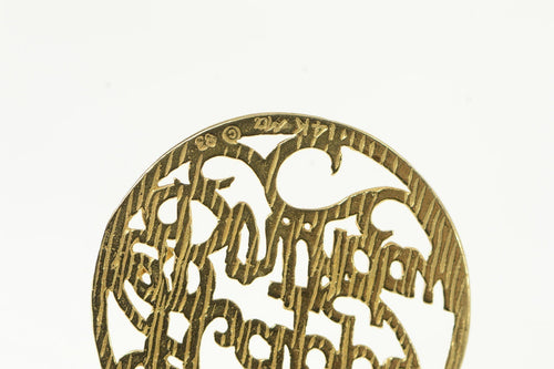 14K Happy Birthday Word Cut Out Vintage Pendant Yellow Gold