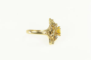14K Yellow Sapphire Fancy Diamond Cluster Ring Yellow Gold
