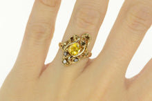 Load image into Gallery viewer, 14K Yellow Sapphire Fancy Diamond Cluster Ring Yellow Gold
