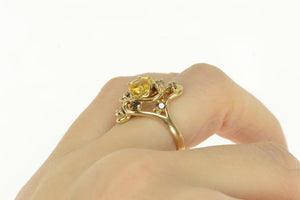 14K Yellow Sapphire Fancy Diamond Cluster Ring Yellow Gold