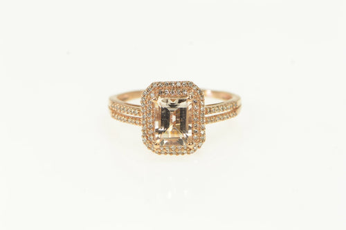 14K 1.84 Ctw Morganite Diamond Halo Engagement Ring Rose Gold