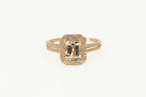 14K 1.84 Ctw Morganite Diamond Halo Engagement Ring Rose Gold