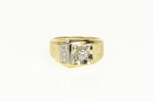 14K 0.20 Ctw Diamond Squared Men's Statement Ring Yellow Gold