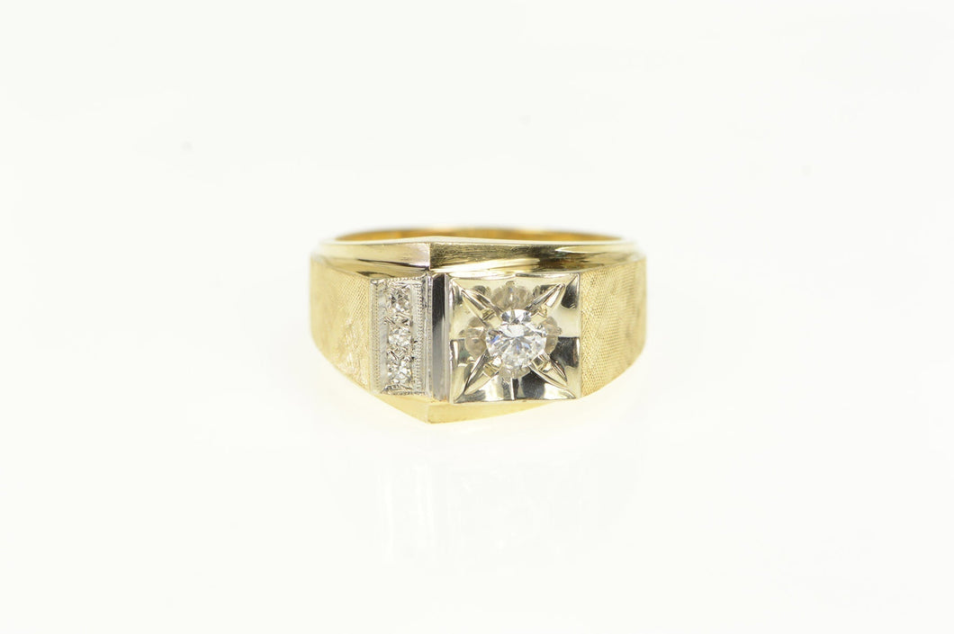 14K 0.20 Ctw Diamond Squared Men's Statement Ring Yellow Gold