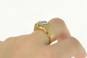 14K 0.20 Ctw Diamond Squared Men's Statement Ring Yellow Gold